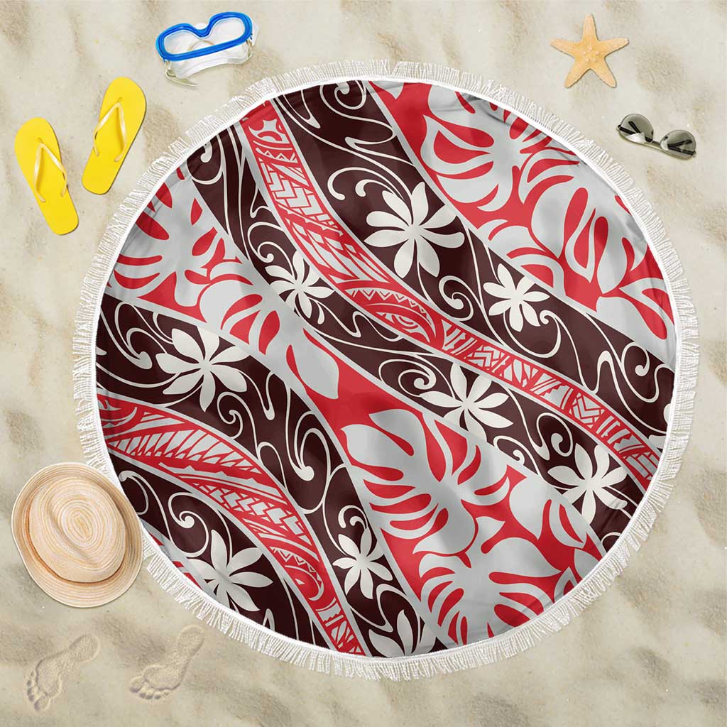 Uteute Tahiti Tiare Monstera Beach Blanket Polynesian Pattern Curve Style - Polynesian Pride