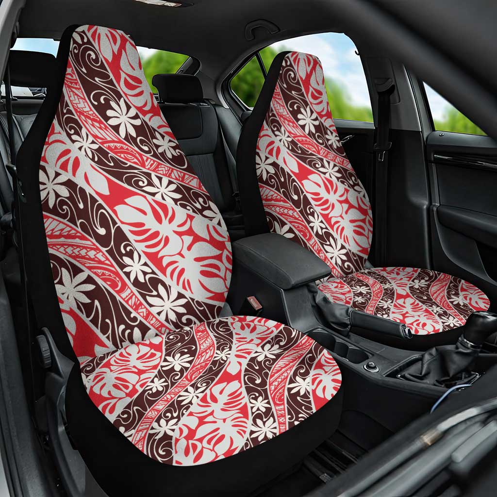 Uteute Tahiti Tiare Monstera Car Seat Cover Polynesian Pattern Curve Style - Polynesian Pride