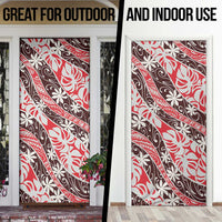 Uteute Tahiti Tiare Monstera Door Cover Polynesian Pattern Curve Style - Polynesian Pride
