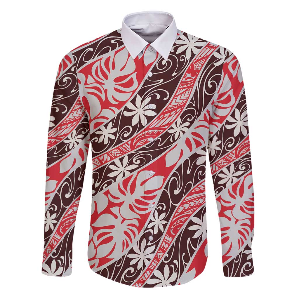 Uteute Tahiti Tiare Monstera Family Matching Puletasi and Hawaiian Shirt Polynesian Pattern Curve Style - Polynesian Pride