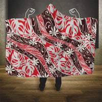 Uteute Tahiti Tiare Monstera Hooded Blanket Polynesian Pattern Curve Style - Polynesian Pride