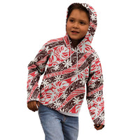 Uteute Tahiti Tiare Monstera Kid Hoodie Polynesian Pattern Curve Style - Polynesian Pride