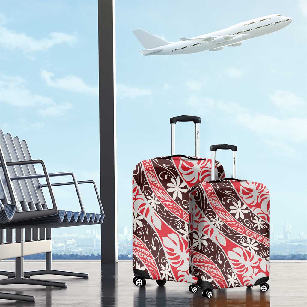 Uteute Tahiti Tiare Monstera Luggage Cover Polynesian Pattern Curve Style - Polynesian Pride