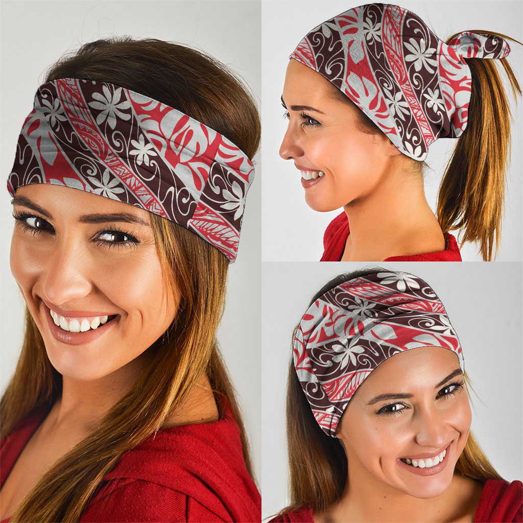 Uteute Tahiti Tiare Monstera Neck Gaiter Polynesian Pattern Curve Style - Polynesian Pride