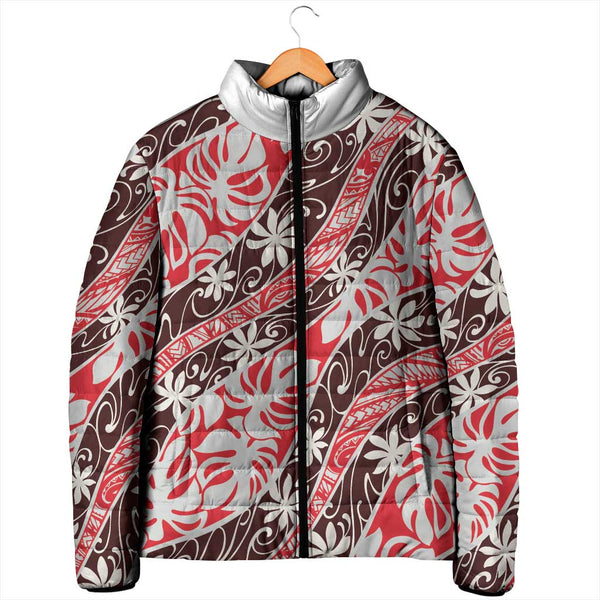 Uteute Tahiti Tiare Monstera Padded Jacket Polynesian Pattern Curve ...