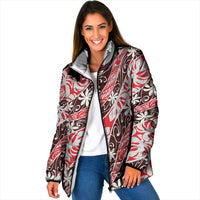 Uteute Tahiti Tiare Monstera Padded Jacket Polynesian Pattern Curve Style - Polynesian Pride