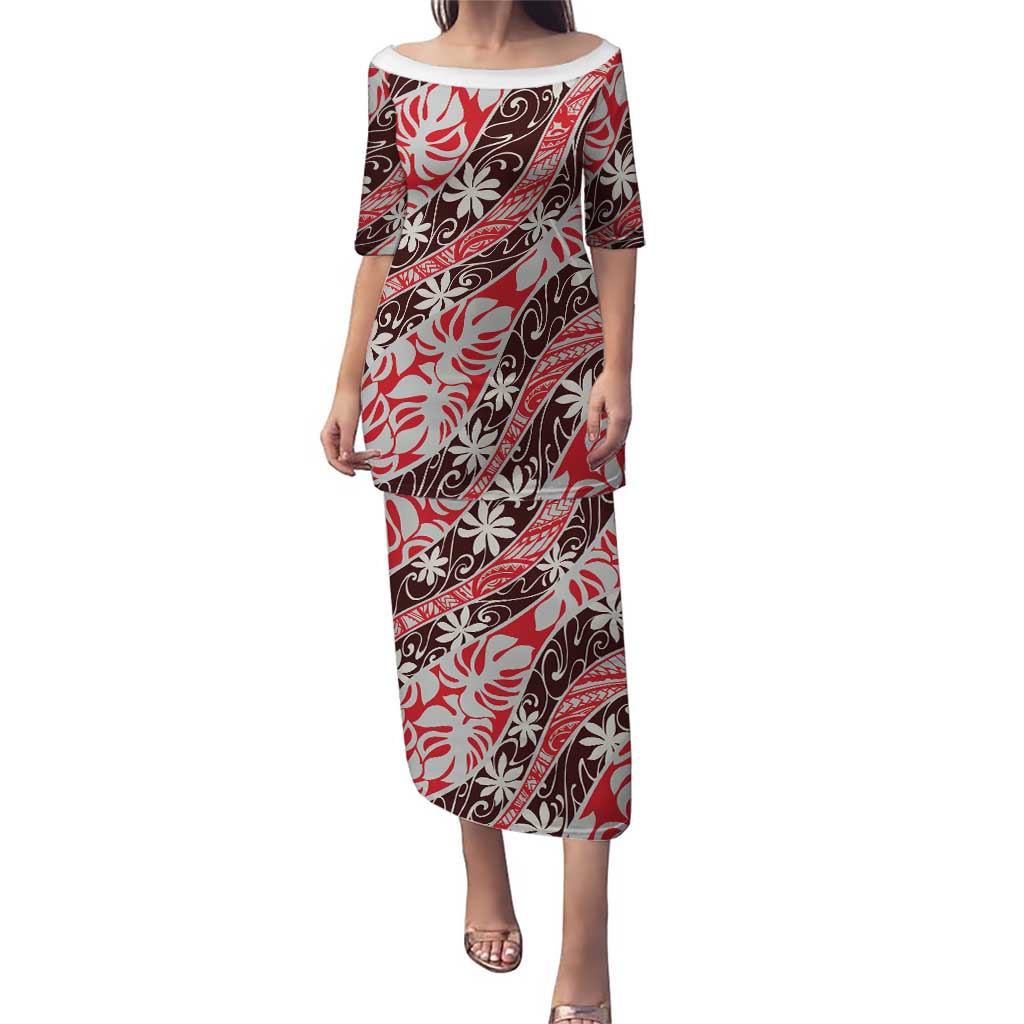 Uteute Tahiti Tiare Monstera Puletasi Polynesian Pattern Curve Style - Polynesian Pride