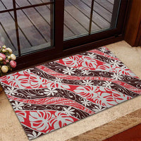 Uteute Tahiti Tiare Monstera Rubber Doormat Polynesian Pattern Curve Style - Polynesian Pride