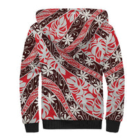Uteute Tahiti Tiare Monstera Sherpa Hoodie Polynesian Pattern Curve Style - Polynesian Pride