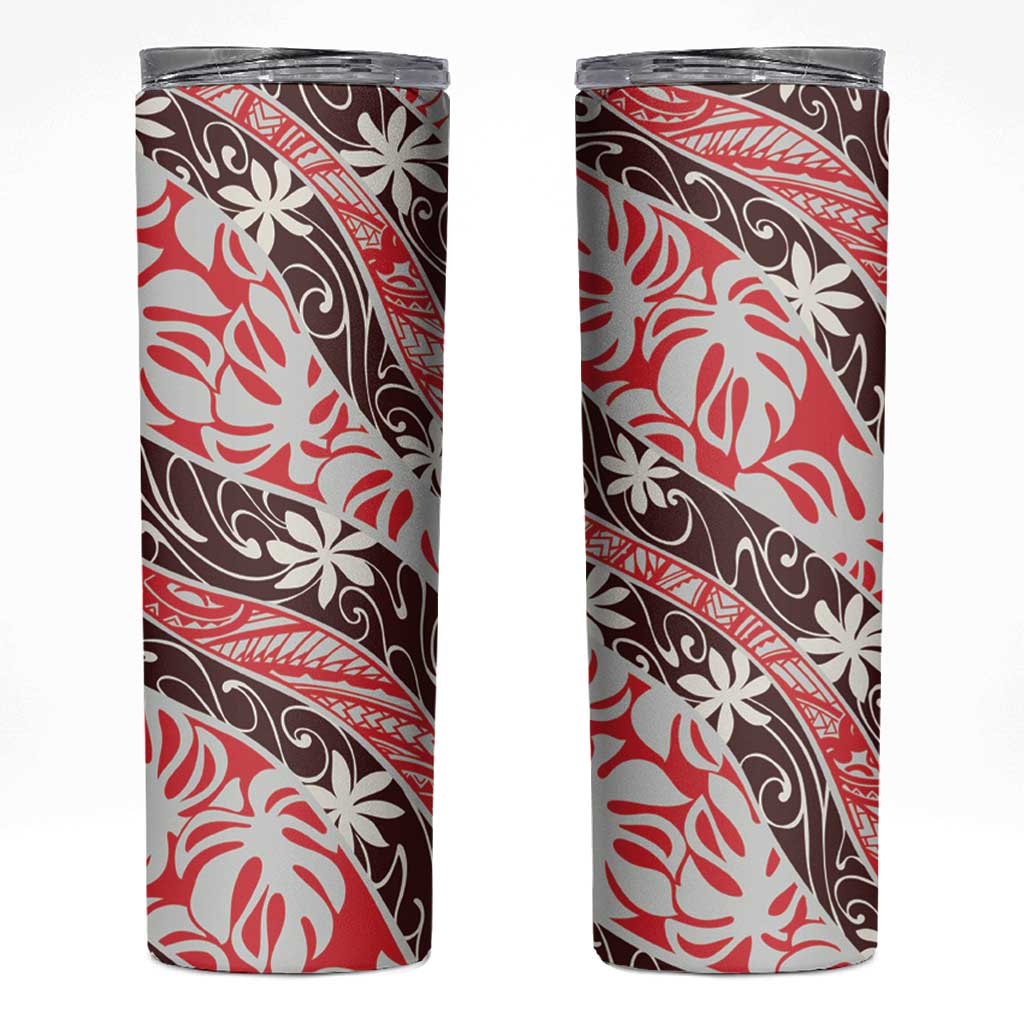 Uteute Tahiti Tiare Monstera Skinny Tumbler Polynesian Pattern Curve Style - Polynesian Pride