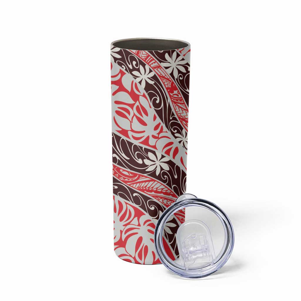 Uteute Tahiti Tiare Monstera Skinny Tumbler Polynesian Pattern Curve Style - Polynesian Pride