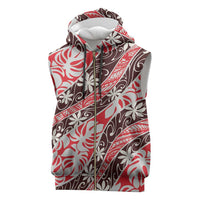 Uteute Tahiti Tiare Monstera Sleeveless Zip Hoodie Polynesian Pattern Curve Style - Polynesian Pride