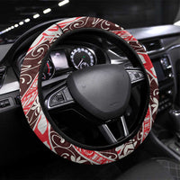 Uteute Tahiti Tiare Monstera Steering Wheel Cover Polynesian Pattern Curve Style - Polynesian Pride