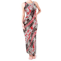 Uteute Tahiti Tiare Monstera Tank Maxi Dress Polynesian Pattern Curve Style - Polynesian Pride