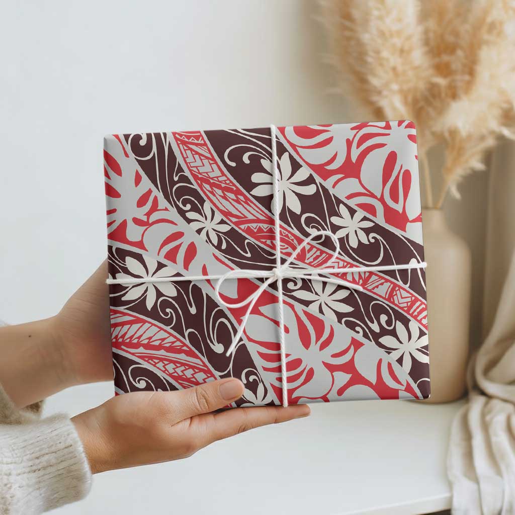 Uteute Tahiti Tiare Monstera Wrapping Paper Polynesian Pattern Curve Style - Polynesian Pride