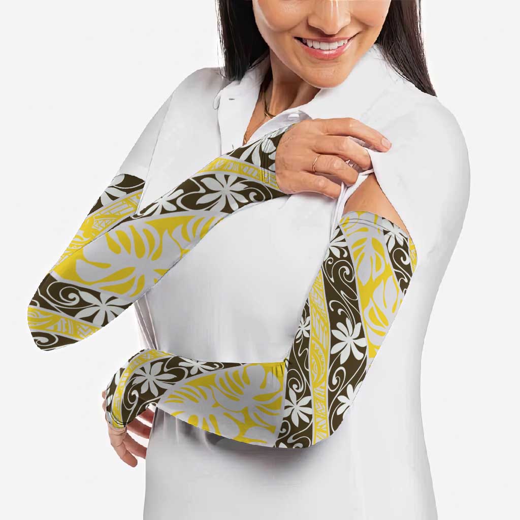 Rearea Tahiti Tiare Monstera Arm Sleeves Polynesian Pattern Curve Style - Polynesian Pride