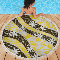 Rearea Tahiti Tiare Monstera Beach Blanket Polynesian Pattern Curve Style - Polynesian Pride