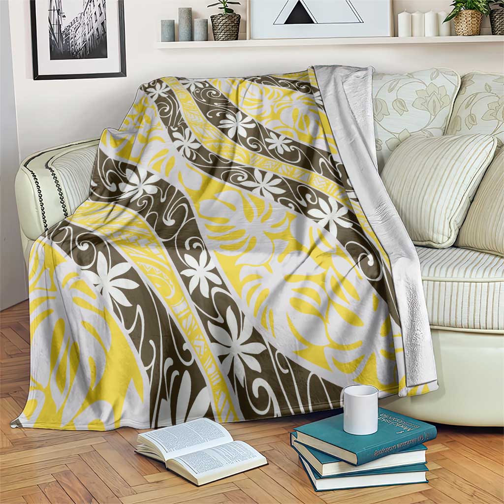 Rearea Tahiti Tiare Monstera Blanket Polynesian Pattern Curve Style - Polynesian Pride