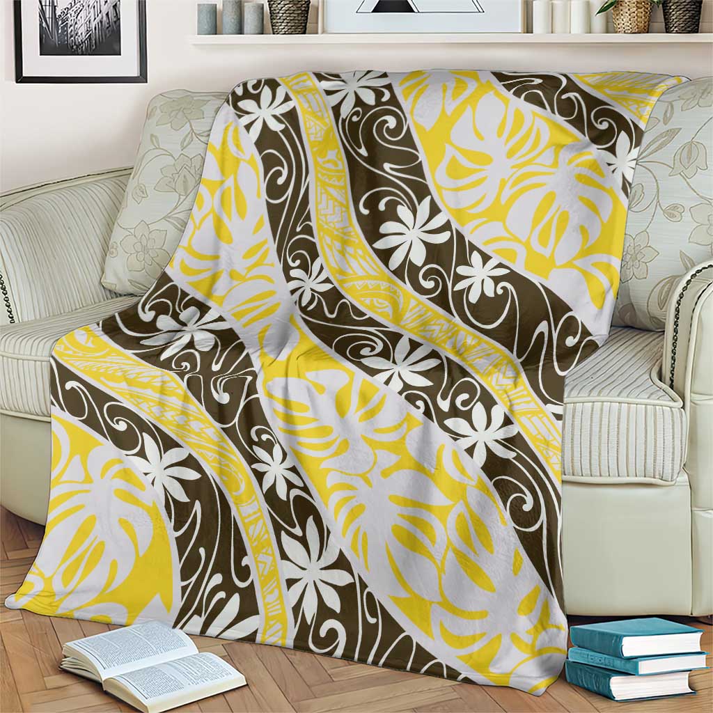 Rearea Tahiti Tiare Monstera Blanket Polynesian Pattern Curve Style - Polynesian Pride