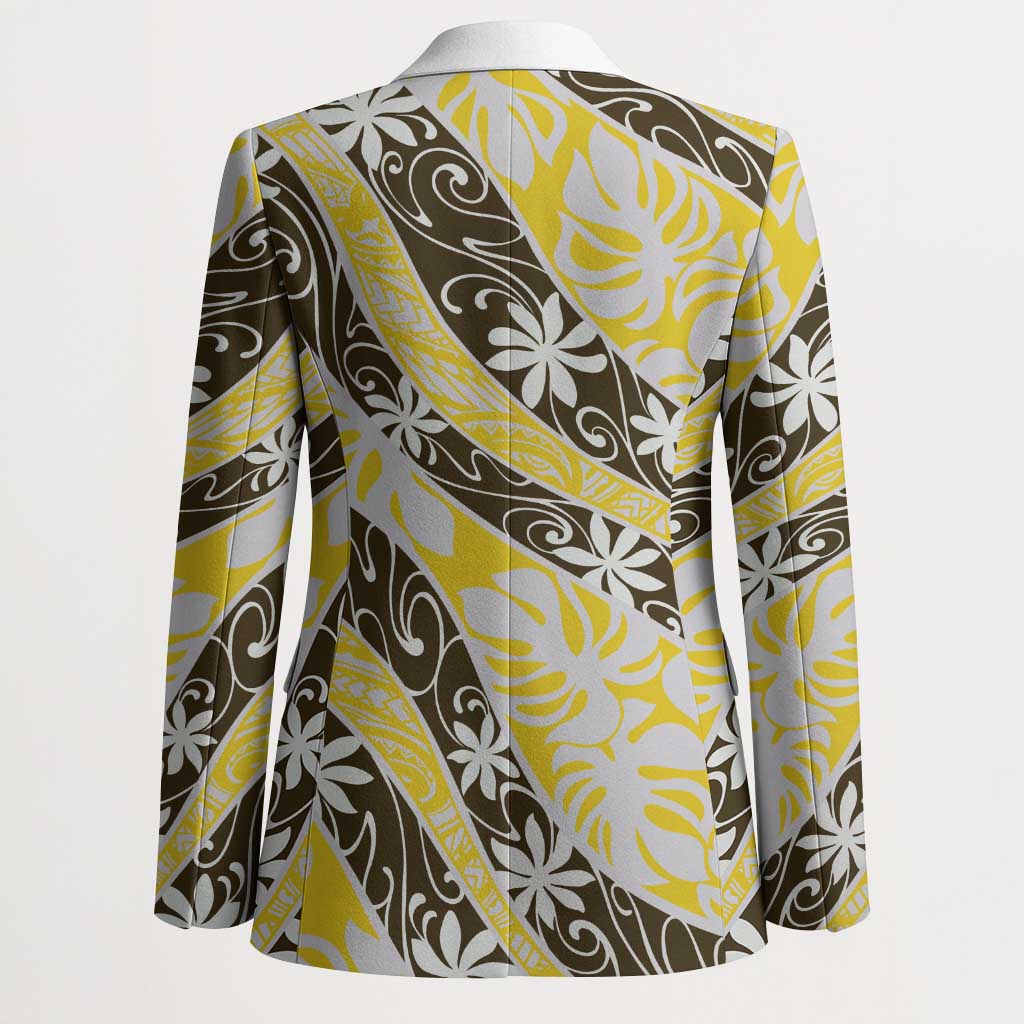 Rearea Tahiti Tiare Monstera Blazer Polynesian Pattern Curve Style - Polynesian Pride