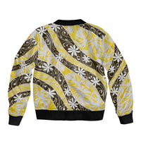 Rearea Tahiti Tiare Monstera Bomber Jacket Polynesian Pattern Curve Style - Polynesian Pride