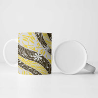 Rearea Tahiti Tiare Monstera Ceramic Mug Polynesian Pattern Curve Style - Polynesian Pride