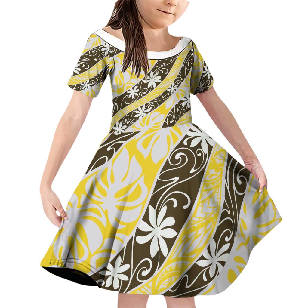 Rearea Tahiti Tiare Monstera Family Matching Off Shoulder Short Dress and Hawaiian Shirt Polynesian Pattern Curve Style - Polynesian Pride