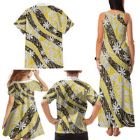 Rearea Tahiti Tiare Monstera Family Matching Tank Maxi Dress and Hawaiian Shirt Polynesian Pattern Curve Style - Polynesian Pride