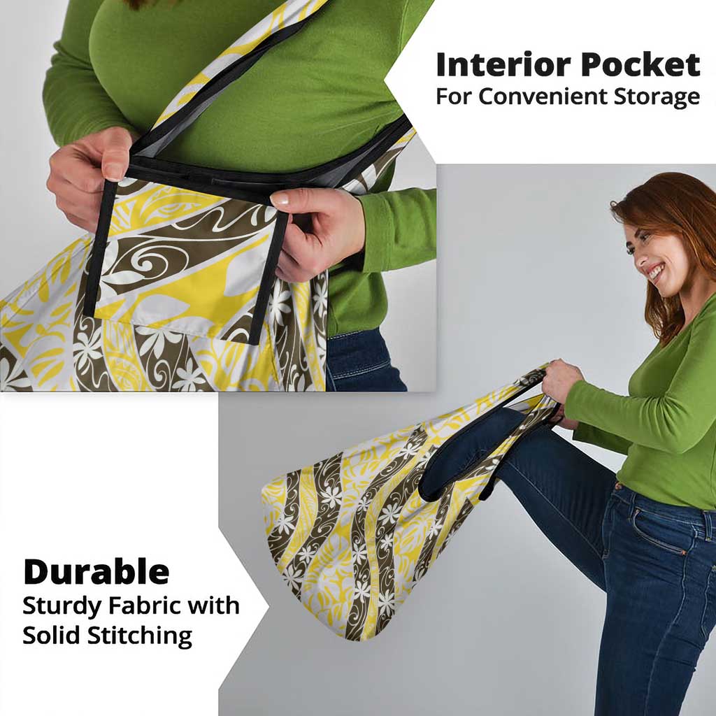 Rearea Tahiti Tiare Monstera Grocery Bag Polynesian Pattern Curve Style - Polynesian Pride