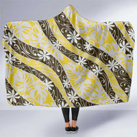 Rearea Tahiti Tiare Monstera Hooded Blanket Polynesian Pattern Curve Style - Polynesian Pride
