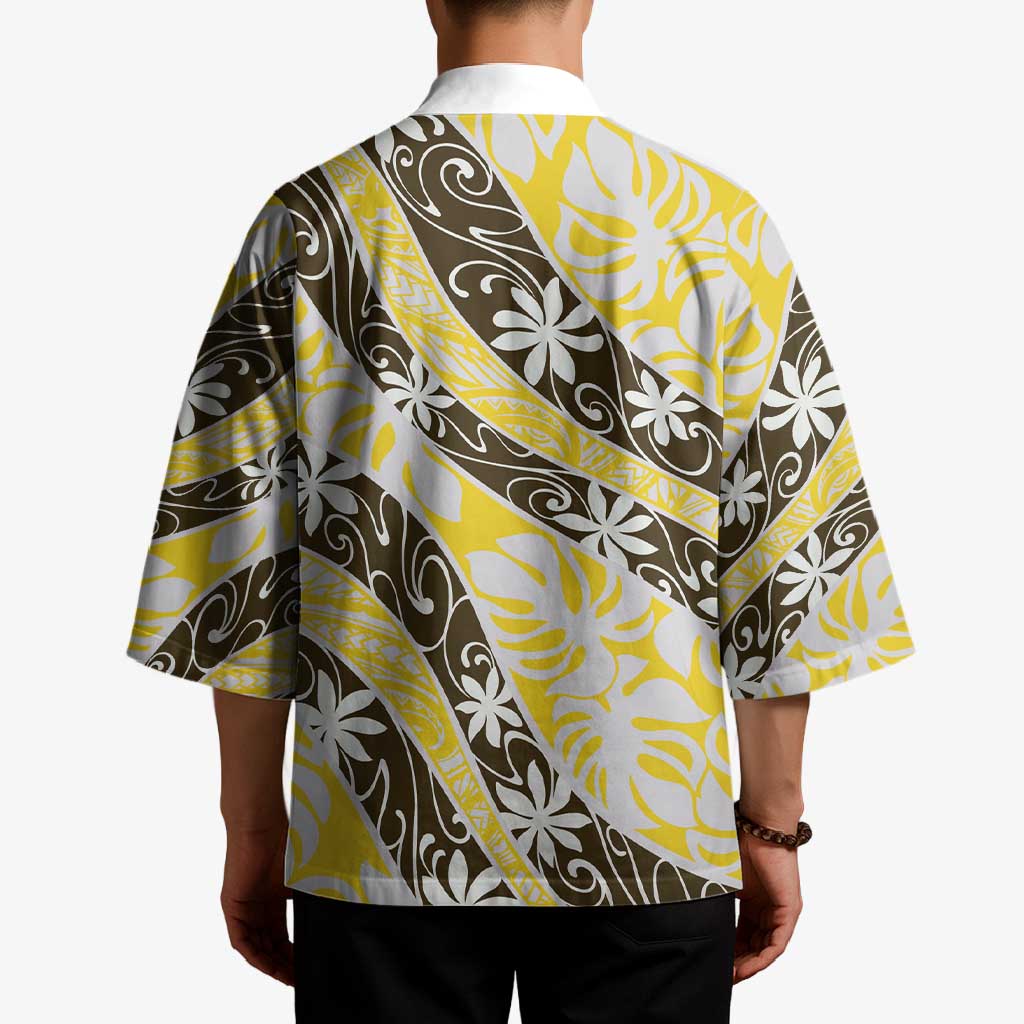 Rearea Tahiti Tiare Monstera Kimono Polynesian Pattern Curve Style - Polynesian Pride