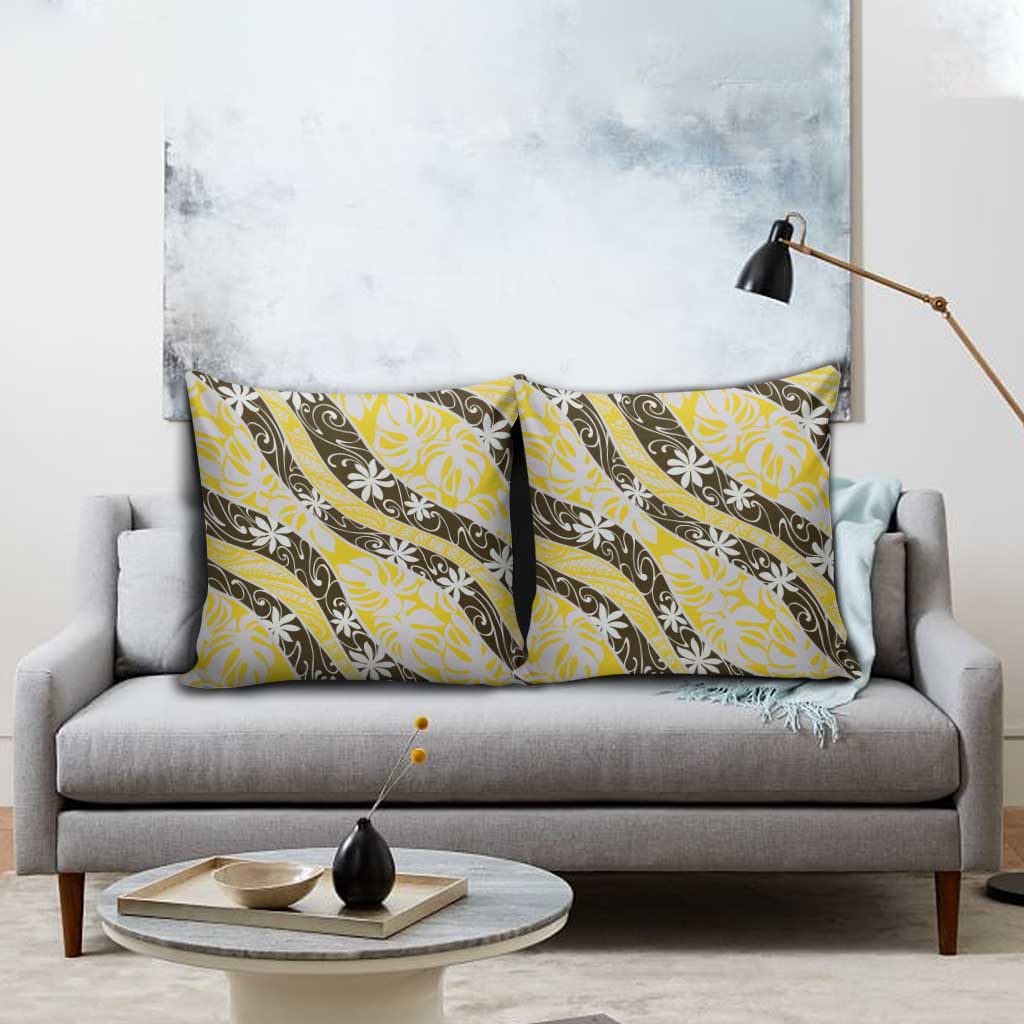 Rearea Tahiti Tiare Monstera Pillow Cover Polynesian Pattern Curve Style - Polynesian Pride