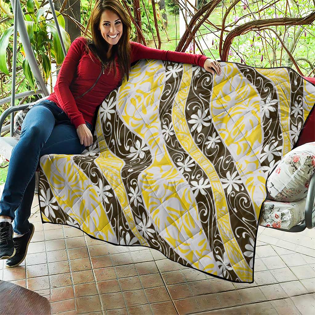 Rearea Tahiti Tiare Monstera Quilt Polynesian Pattern Curve Style - Polynesian Pride