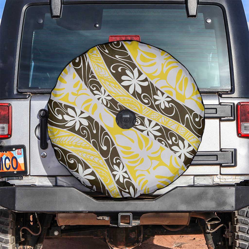 Rearea Tahiti Tiare Monstera Spare Tire Cover Polynesian Pattern Curve Style - Polynesian Pride