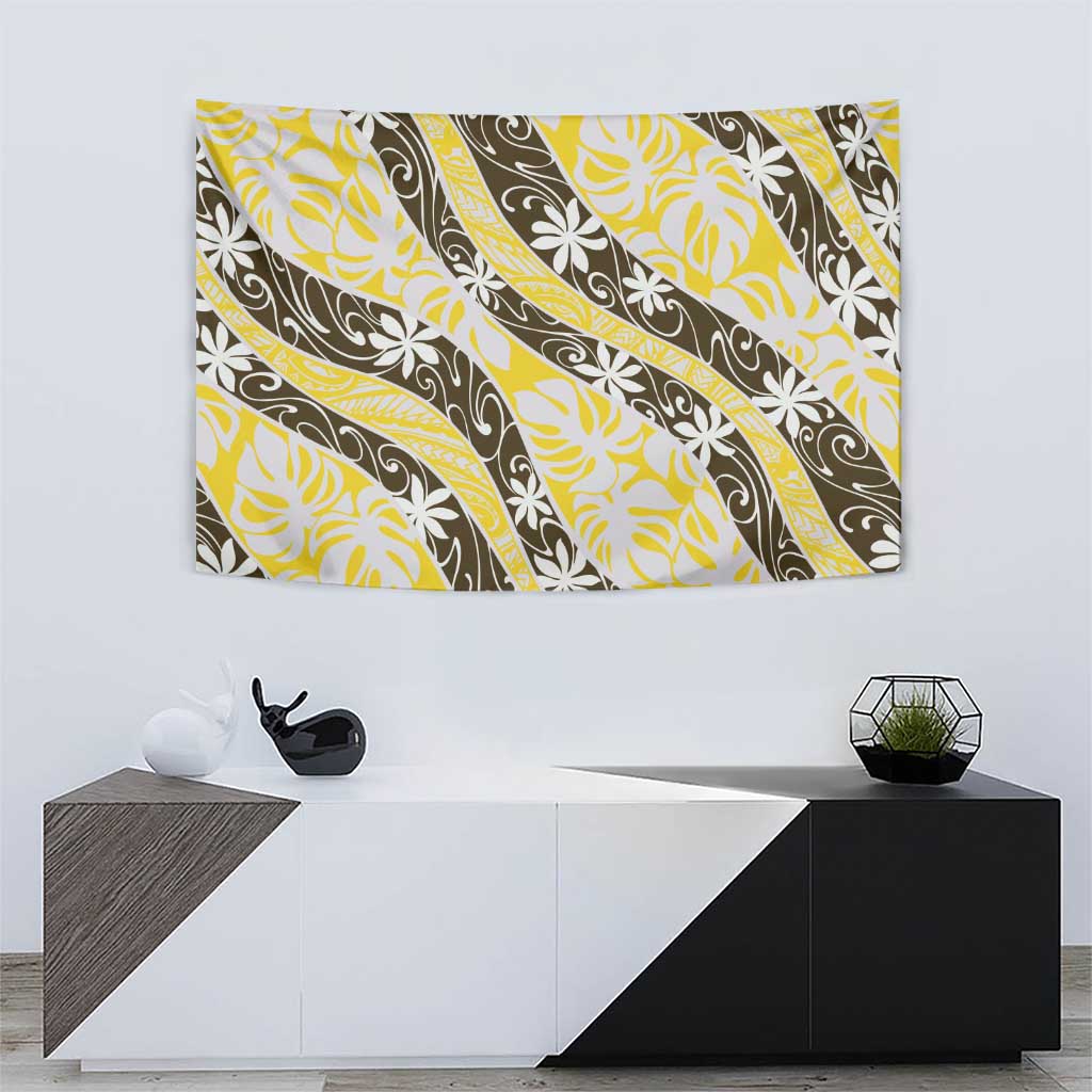 Rearea Tahiti Tiare Monstera Tapestry Polynesian Pattern Curve Style LT01 - Polynesian Pride