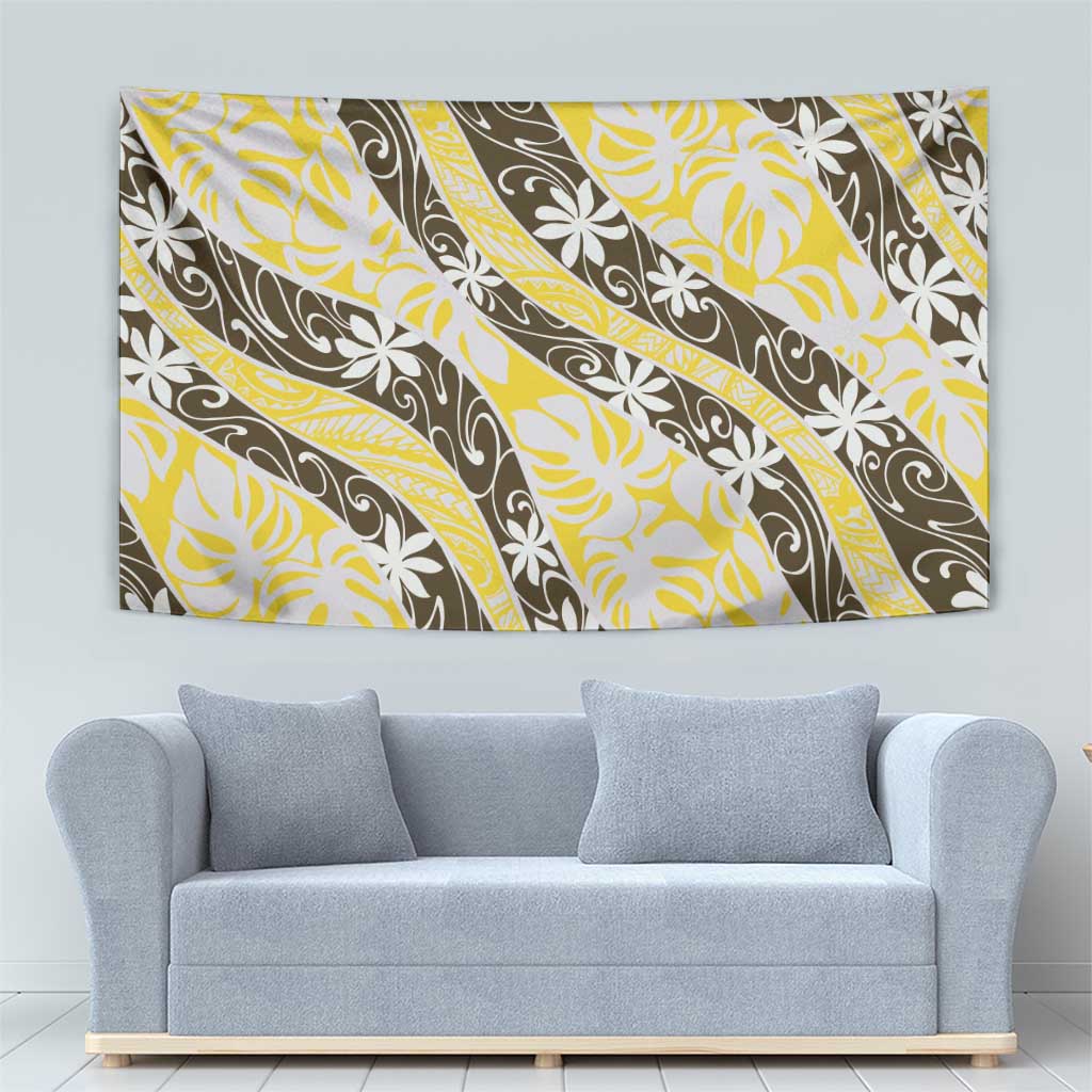 Rearea Tahiti Tiare Monstera Tapestry Polynesian Pattern Curve Style LT01 - Polynesian Pride
