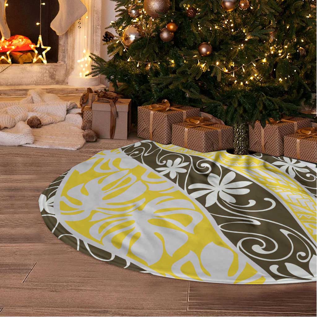 Rearea Tahiti Tiare Monstera Tree Skirt Polynesian Pattern Curve Style - Polynesian Pride