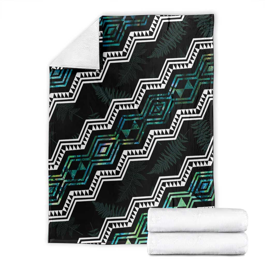 Personalised Taniko Aotearoa Mix Paua Shell Blanket Niho Taniwha Turquoise Glitter