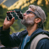 Personalised Taniko Aotearoa Mix Paua Shell 4 in 1 Can Cooler Tumbler Niho Taniwha Turquoise Glitter