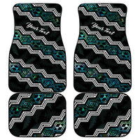 Personalised Taniko Aotearoa Mix Paua Shell Car Mats Niho Taniwha Turquoise Glitter