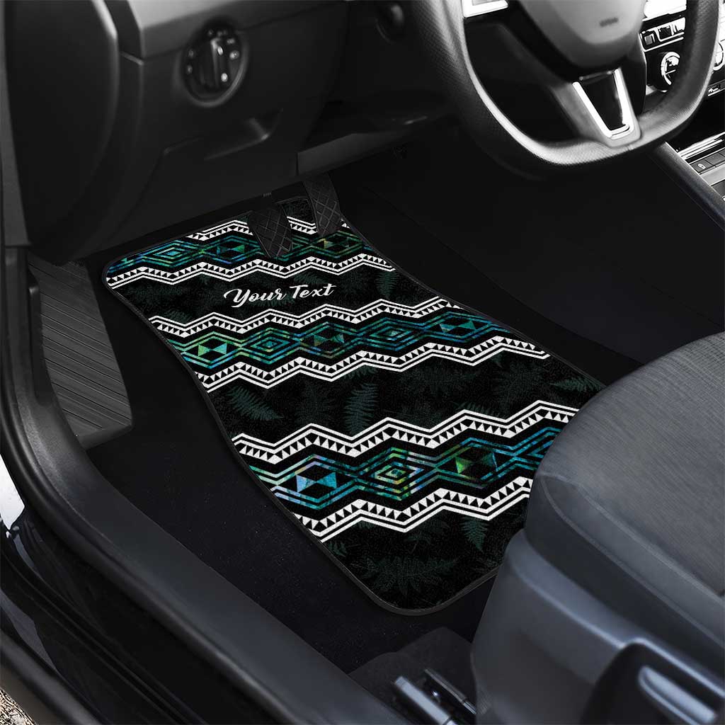Personalised Taniko Aotearoa Mix Paua Shell Car Mats Niho Taniwha Turquoise Glitter