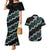 Personalised Taniko Aotearoa Mix Paua Shell Couples Matching Mermaid Dress and Hawaiian Shirt Niho Taniwha Turquoise Glitter