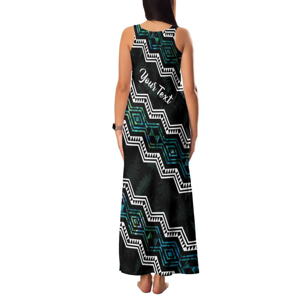 Personalised Taniko Aotearoa Mix Paua Shell Family Matching Tank Maxi Dress and Hawaiian Shirt Niho Taniwha Turquoise Glitter