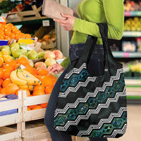 Taniko Aotearoa Mix Paua Shell Grocery Bag Niho Taniwha Turquoise Glitter