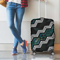 Personalised Taniko Aotearoa Mix Paua Shell Luggage Cover Niho Taniwha Turquoise Glitter