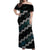 Personalised Taniko Aotearoa Mix Paua Shell Off Shoulder Maxi Dress Niho Taniwha Turquoise Glitter