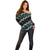 Personalised Taniko Aotearoa Mix Paua Shell Off Shoulder Sweater Niho Taniwha Turquoise Glitter