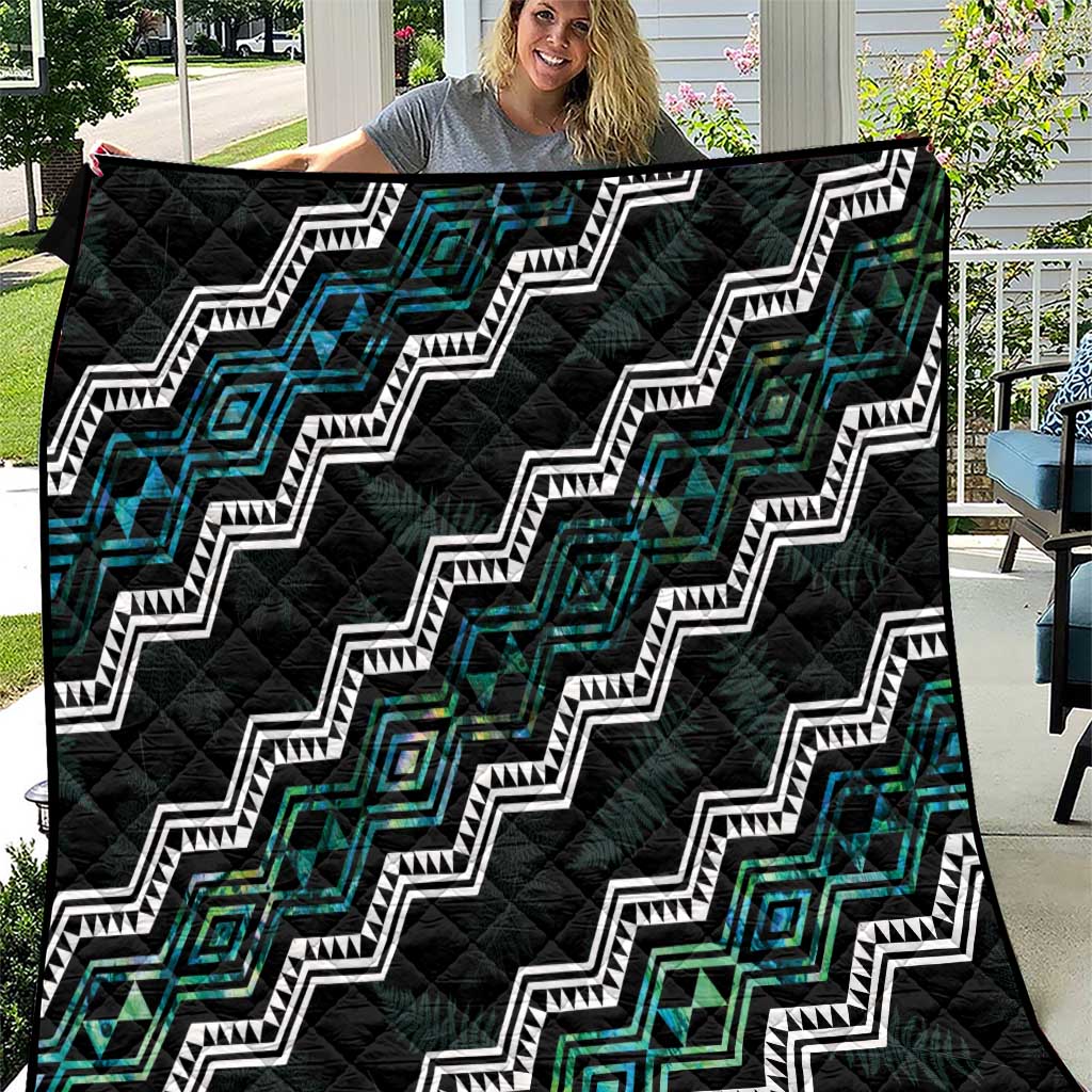 Taniko Aotearoa Mix Paua Shell Quilt Niho Taniwha Turquoise Glitter LT01 Turquoise - Polynesian Pride