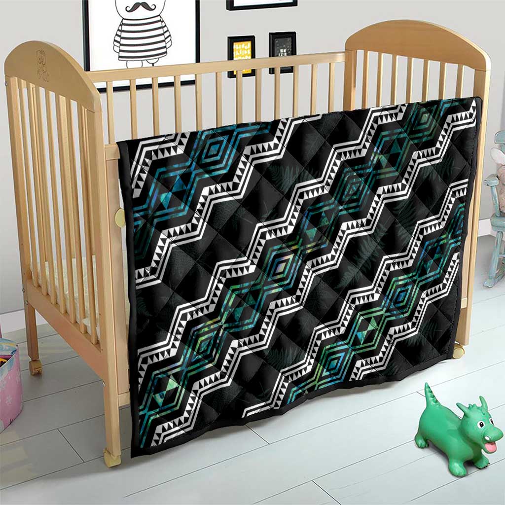 Personalised Taniko Aotearoa Mix Paua Shell Quilt Niho Taniwha Turquoise Glitter