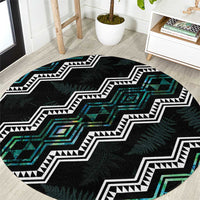 Taniko Aotearoa Mix Paua Shell Round Carpet Niho Taniwha Turquoise Glitter LT01 Turquoise - Polynesian Pride